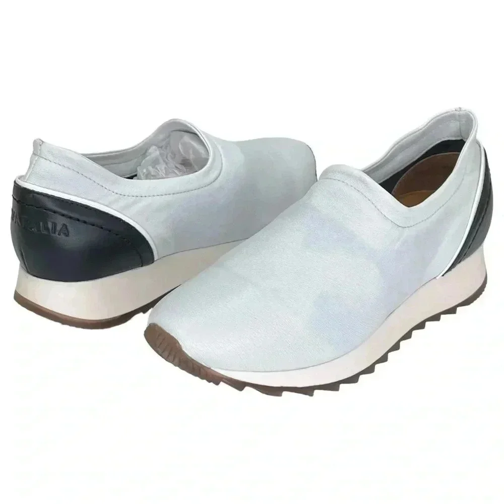 Aquatalia Daelyn Nappa Leather Slip On Hidden Heel Womens Sneakers Size 7.5M